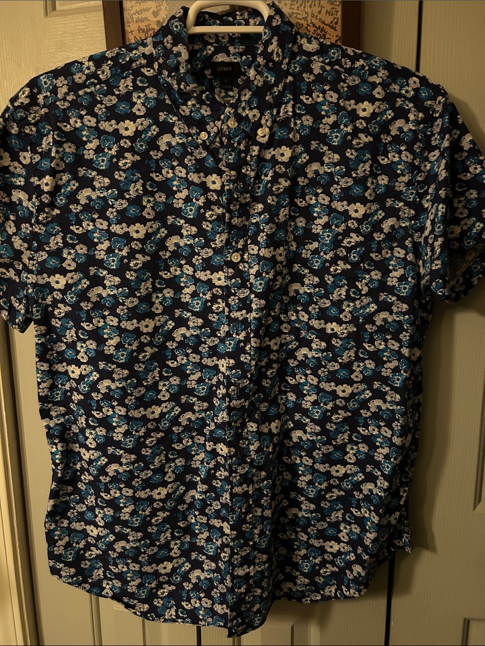 J. Crew Navy Liberty Floral Print Short-Sleeve Button-Down Shirt XL
